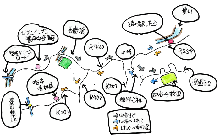 ９月定例、四谷千枚田ルート図