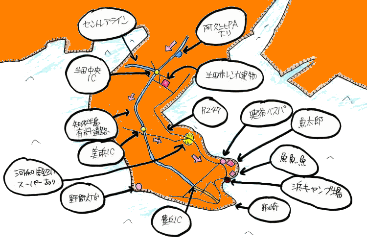 海鮮ＢＢＱルート図
