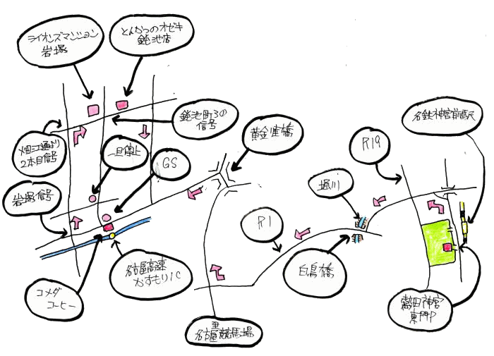 初詣と食事会ルート図